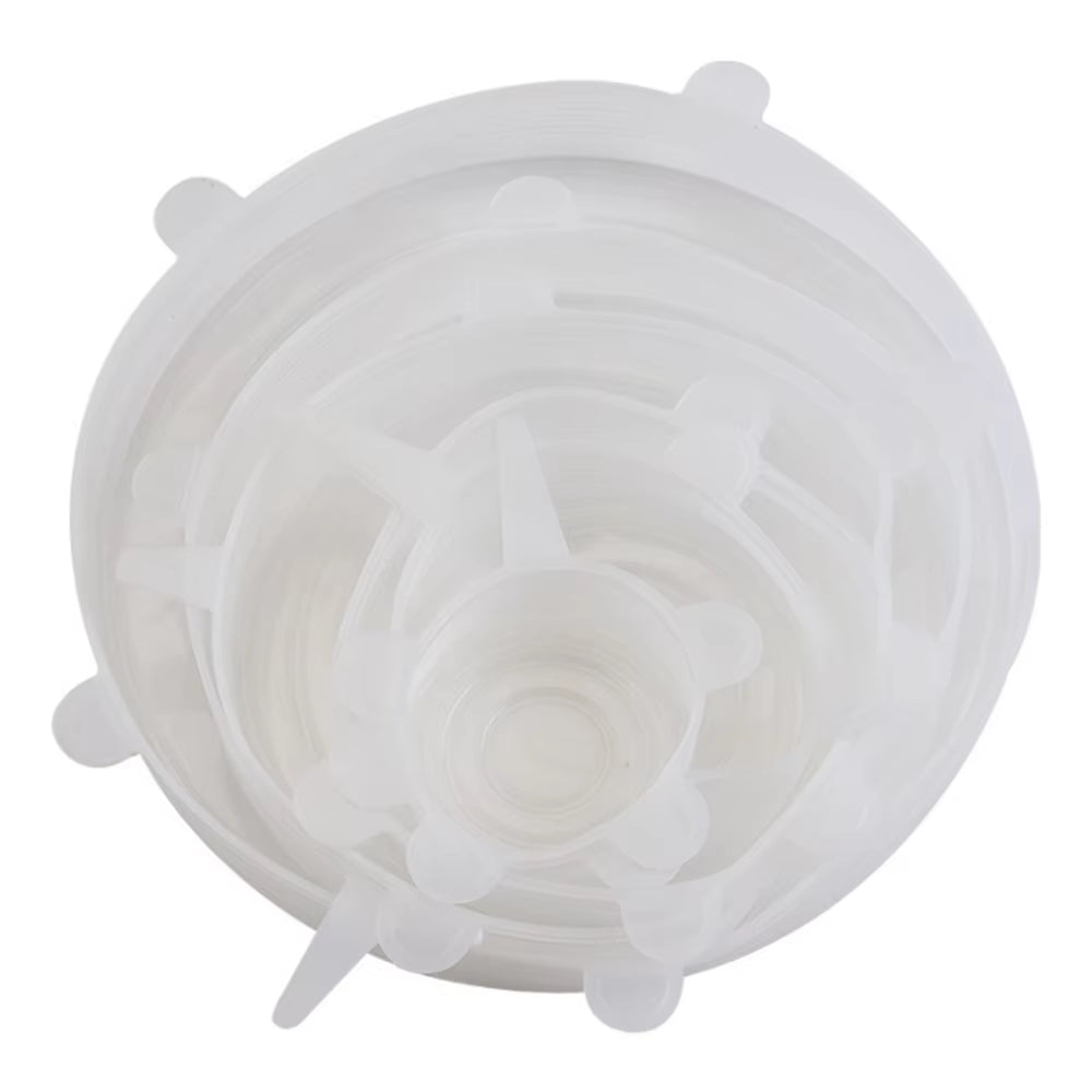 6Pcs Food Grade Silicone Preservation Cover Reusable Airtight Food Universal Dish Stretch round Lids for Kitchen Accessories