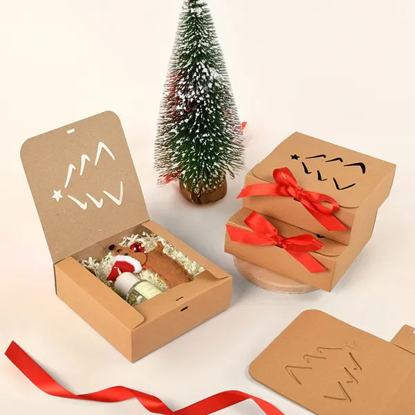 10 Pcs Christmas Gift Boxes With Lids And Red Ribbon Hollow Christmas Tree Beautiful Assorted Boxes Xmas Holiday Gift Wrap Boxes For Xmas