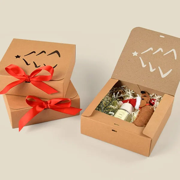 10 Pcs Christmas Gift Boxes With Lids And Red Ribbon Hollow Christmas Tree Beautiful Assorted Boxes Xmas Holiday Gift Wrap Boxes For Xmas