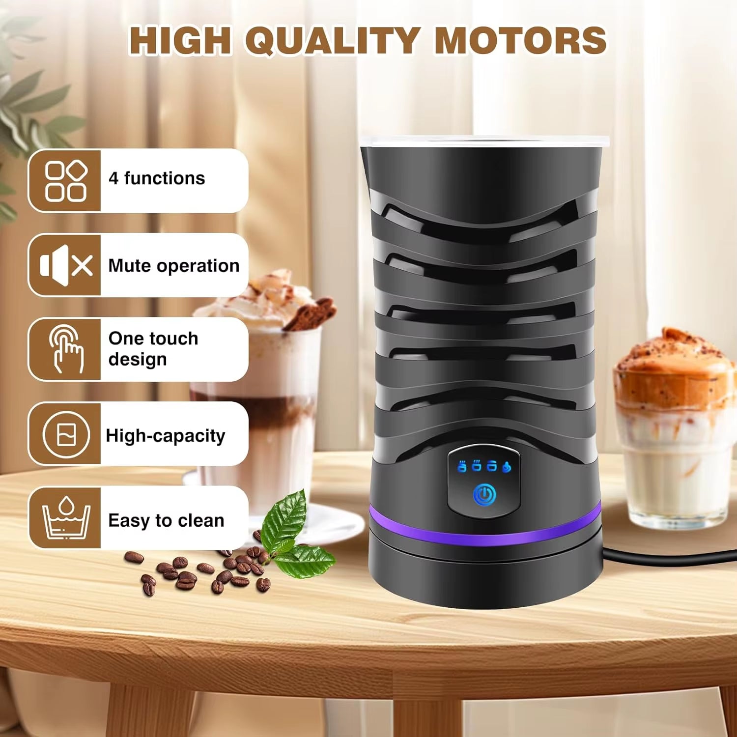 Milk Frother, Milk Frother Electric, Automatic Milk Frothers, Milk Steamer, Milk Heater and Warmer, 600Ml Capacity