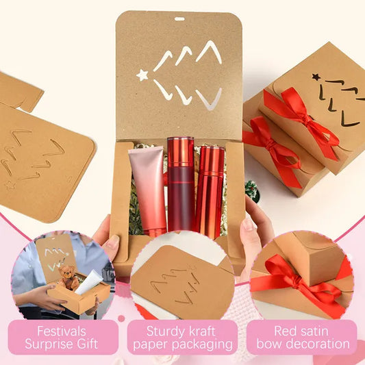 10 Pcs Christmas Gift Boxes With Lids And Red Ribbon Hollow Christmas Tree Beautiful Assorted Boxes Xmas Holiday Gift Wrap Boxes For Xmas