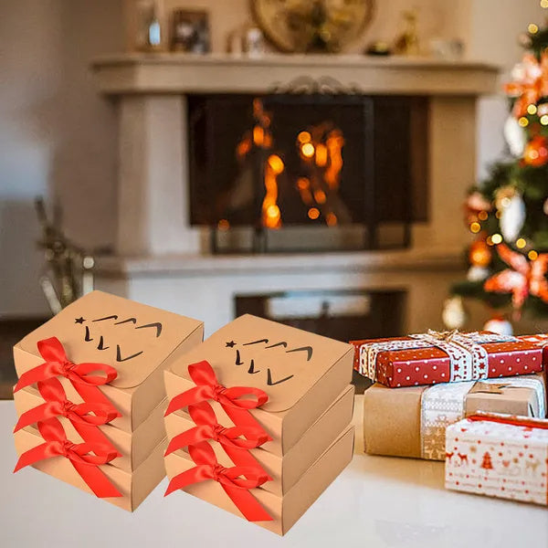 10 Pcs Christmas Gift Boxes With Lids And Red Ribbon Hollow Christmas Tree Beautiful Assorted Boxes Xmas Holiday Gift Wrap Boxes For Xmas