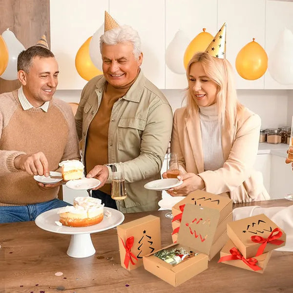 10 Pcs Christmas Gift Boxes With Lids And Red Ribbon Hollow Christmas Tree Beautiful Assorted Boxes Xmas Holiday Gift Wrap Boxes For Xmas