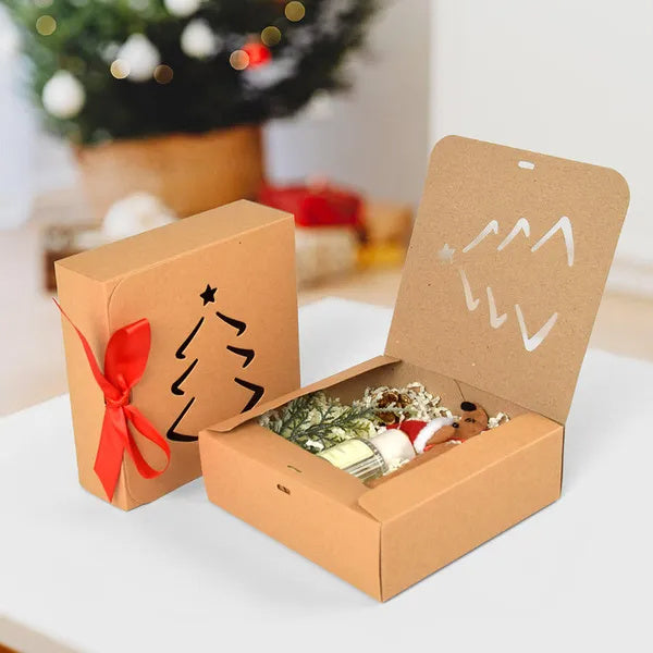 10 Pcs Christmas Gift Boxes With Lids And Red Ribbon Hollow Christmas Tree Beautiful Assorted Boxes Xmas Holiday Gift Wrap Boxes For Xmas