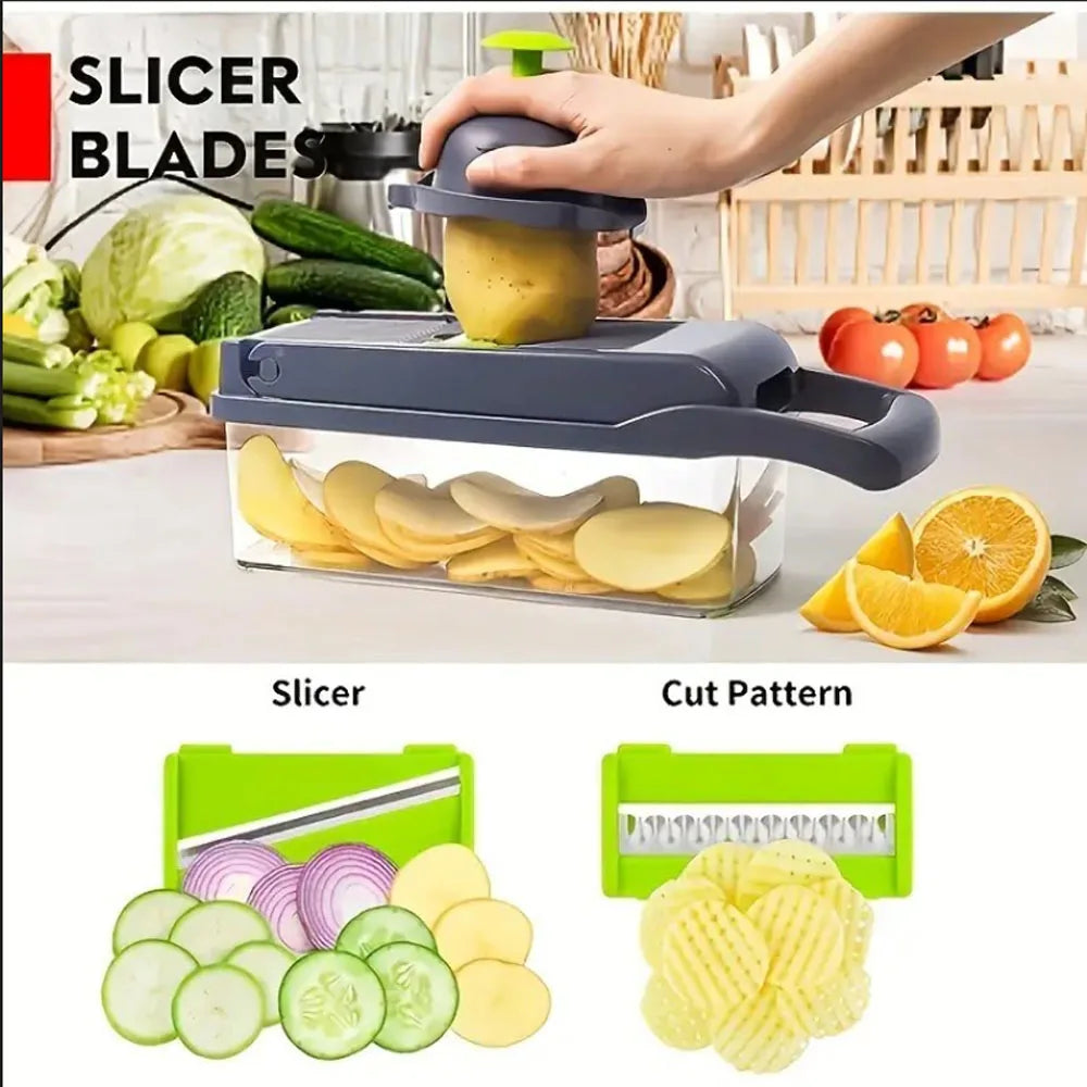 Vegetable Chopper Cutter Mandoline Slicer Cheese Grater - Food Onion Salad Veggie Chopper with Container - Kitchen Tools Gadgets