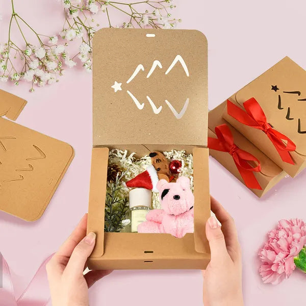 10 Pcs Christmas Gift Boxes With Lids And Red Ribbon Hollow Christmas Tree Beautiful Assorted Boxes Xmas Holiday Gift Wrap Boxes For Xmas